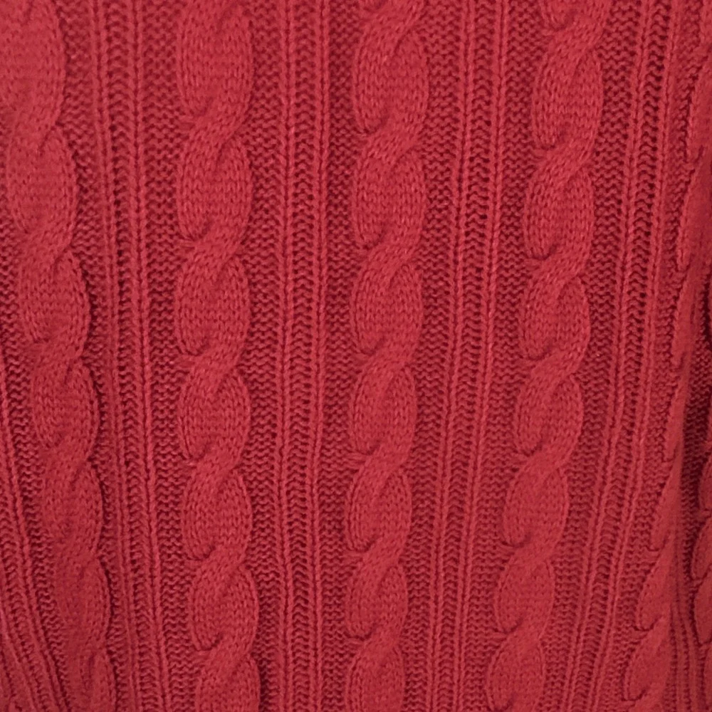 Nicole Miller Womens Red Cable‎ Knit Cowl Turtleneck Sweater L Oversized Hipster